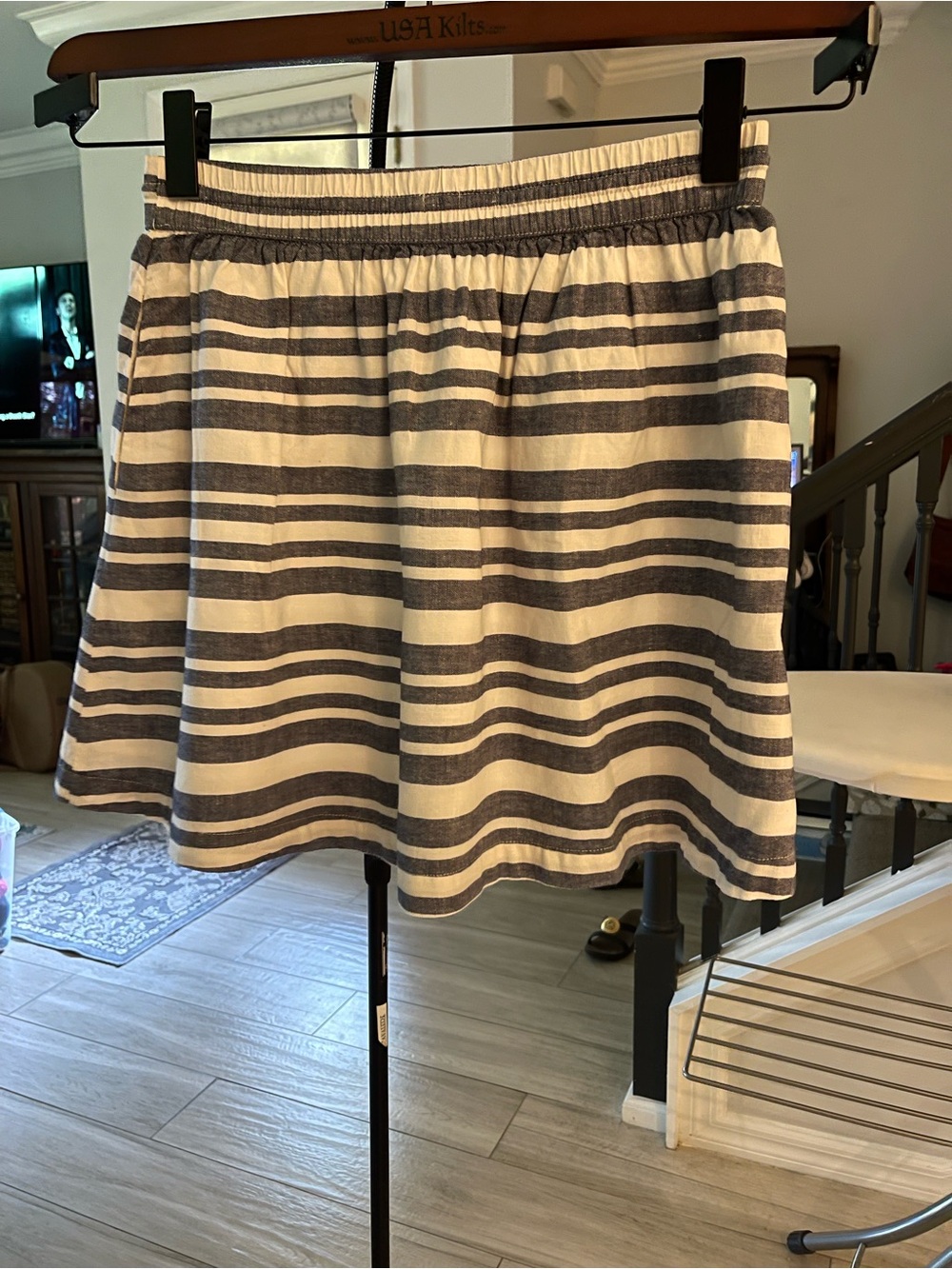GAP Navy and White Striped Mini Skirt